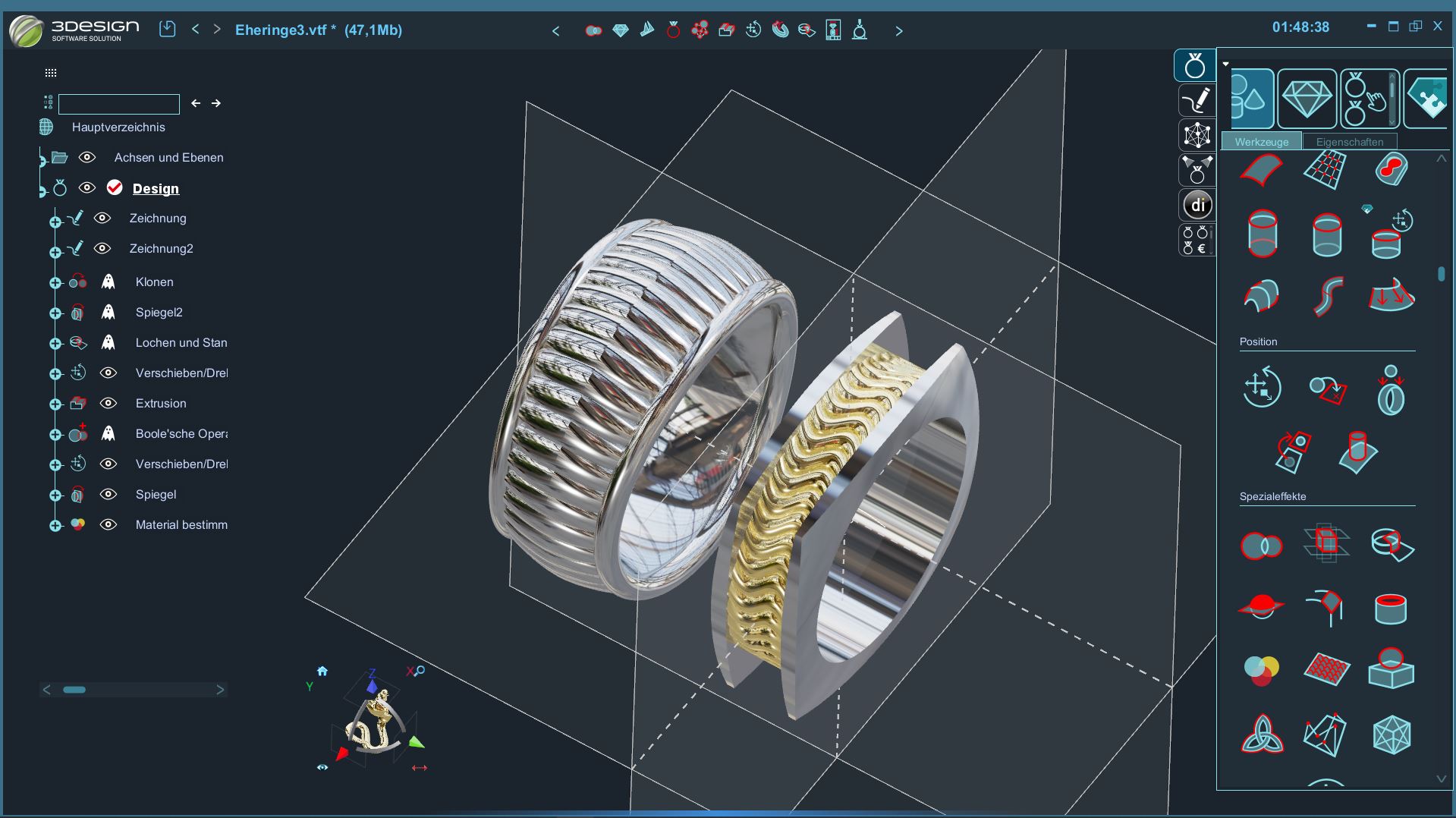 Ringe modelliert in 3Design