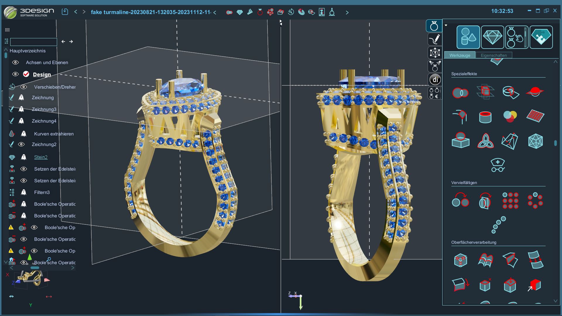 Ring mit Turmalin modelliert in 3Design