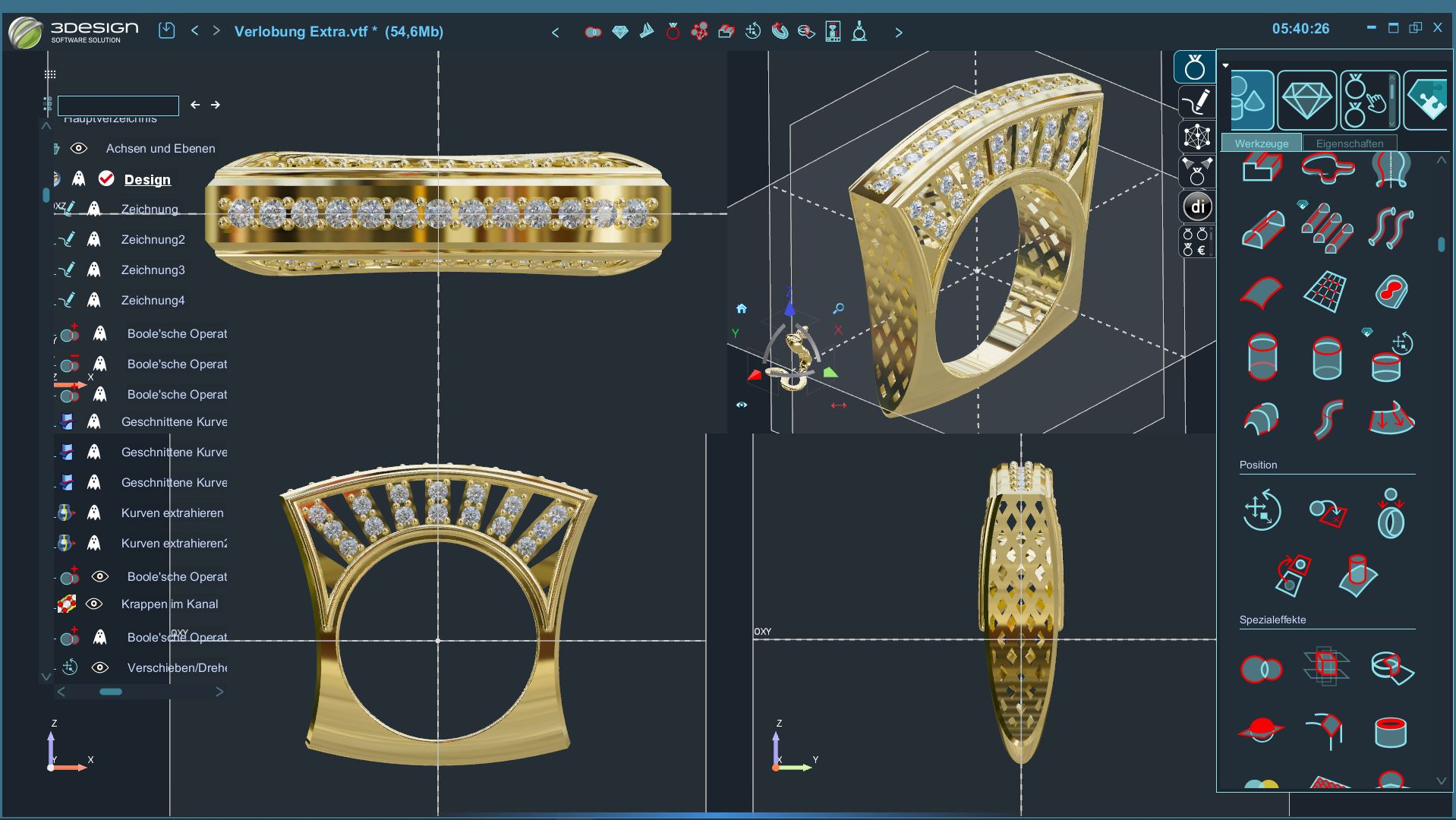 Verlobungsring eckig modelliert mit 3Design