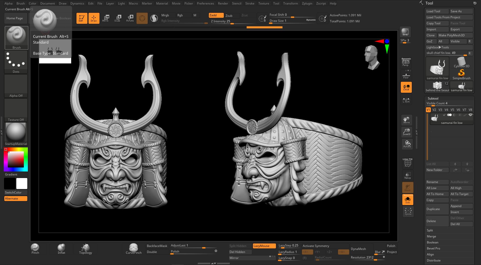 Ring Samurai Schmuck modelliert mit ZBrush